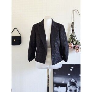 Olivia Martin Blazer Woman's L Black Baroque Saying 3/4 Sleeve